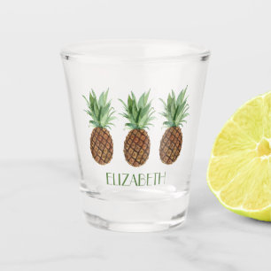 Preppy Tropical Pineapple Personalized Shot Glass