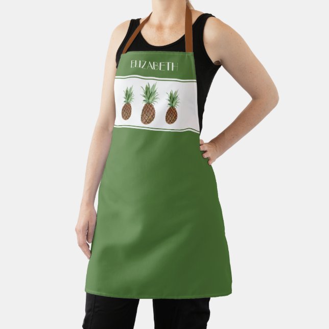 Preppy Tropical Pineapples Personalized Apron (Insitu)