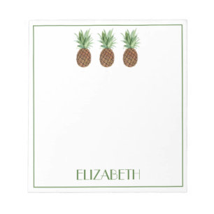 Preppy Tropical Pineapples Personalized Notepad