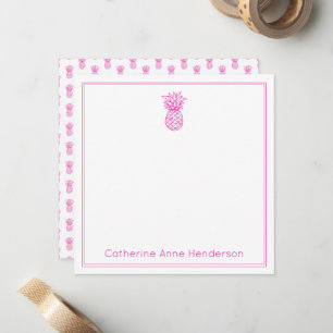Preppy Tropical Pink Pineapple Personalized Card