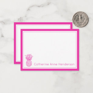 Preppy Tropical Pink Pineapple Personalized Card