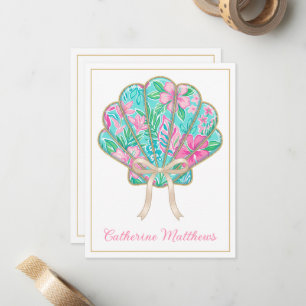 Preppy Tropical Seashell Personalized Card