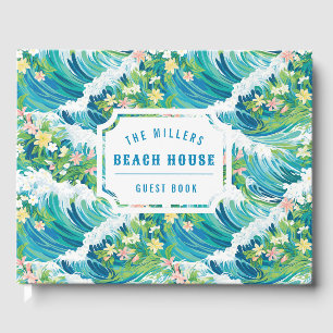 Preppy Tropical Waves Beach House Guest Book