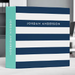 Preppy Turquoise and White Stripes with Blue Side Binder<br><div class="desc">This preppy binder features turquoise and white stripes pattern on the front and back with a blue color side. Personalize it by replacing the placeholder text in the template to add your information. For more options such as to change the font, text size/color and the spacing between letters click the...</div>