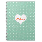 Preppy turquoise poka point coeur journal personna