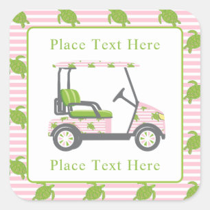 Preppy Turtles Golf Cart Square Sticker