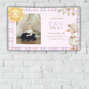Preppy Two Silly Goose 2nd Birthday Photo Welcome  Banner