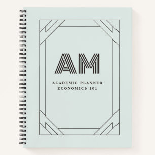 Preppy Vintage Custom Monogram Aesthetic College Notebook