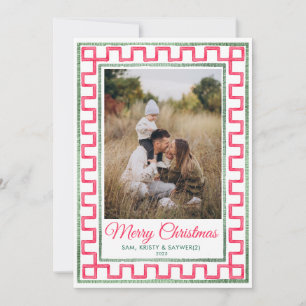 Preppy Vintage Family Photo Christmas Card