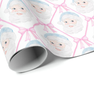 Preppy Vintage Pink Santa Hat Pink Polka Dots Wrapping Paper