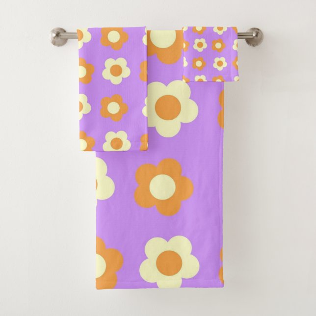 Préppy violet orange floral simple Motif à fleurs (En situation)