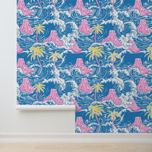 Preppy  Volcanoes In Middle Of Ocean  Wallpaper