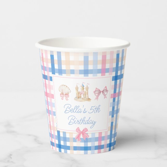 Preppy Watercolor Beach Party Paper cup (Front)