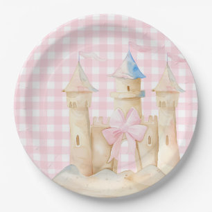 Preppy Watercolor Beach Sand Castle Party  Paper Plate