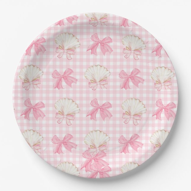 Preppy Watercolor Beach Seashells Party  Paper Plate (Front)
