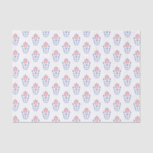 Preppy Watercolor Blue White China Vase Pink Bow Tissue Paper