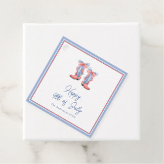 Preppy Watercolor Bows 4th Of July Invitation Favour Tags