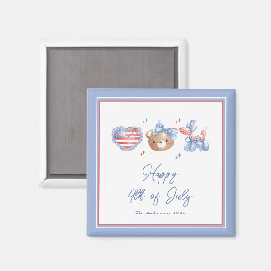 Preppy Watercolor Bows 4th Of July Magnet