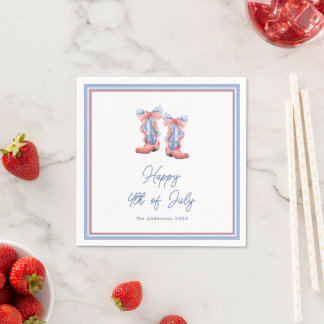 Preppy Watercolor Bows 4th Of July Napkin