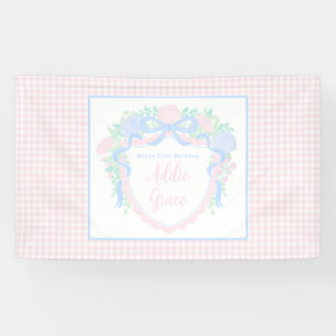 Preppy Watercolor Crest Anniversaire bannière viny