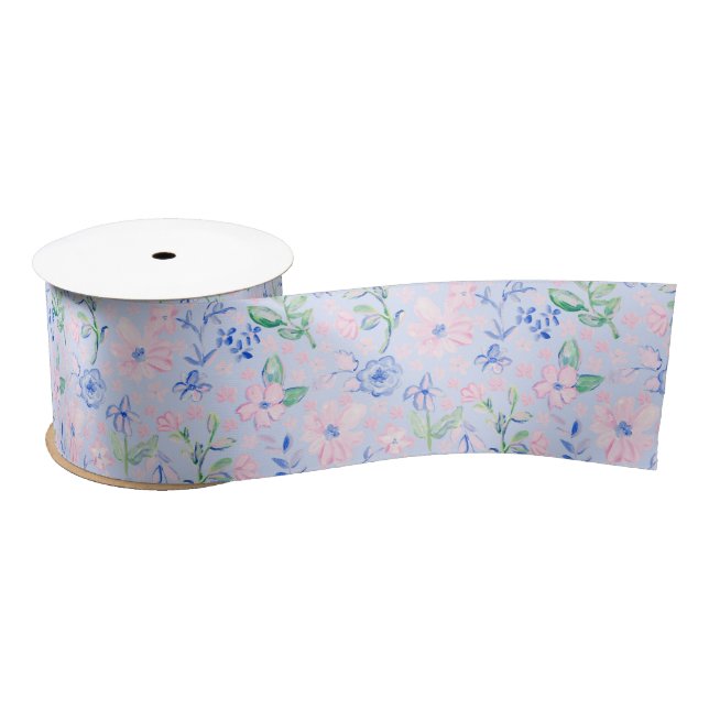 Preppy Watercolor Editable Satin Ribbon (Spool)