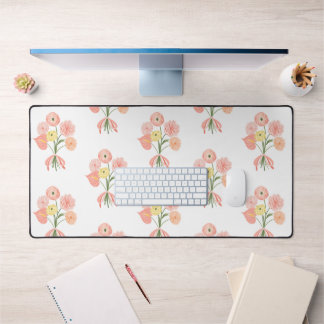 Preppy watercolor floral bouquet  desk mat