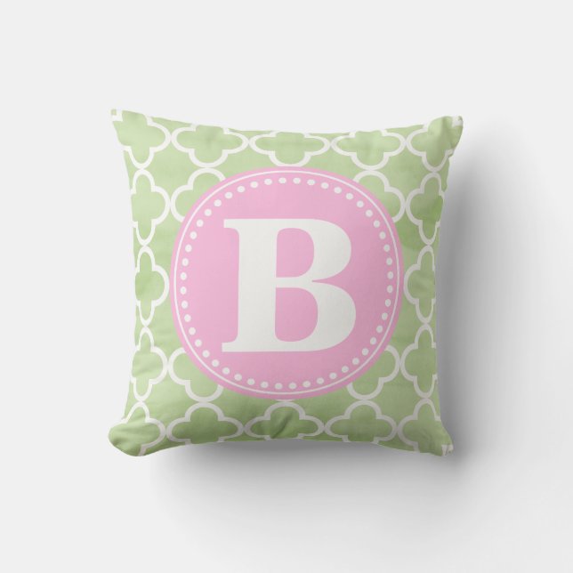 Preppy Watercolor Quatrefoil Custom Throw Pillow (Front)
