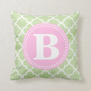 Preppy Watercolor Quatrefoil Custom Throw Pillow
