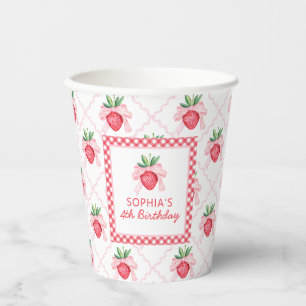 Preppy Watercolor Strawberries Berry Sweet Paper Cups