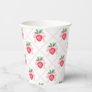 Preppy Watercolor Strawberries Berry Sweet Paper Cups