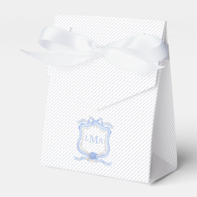 Preppy Wedgewood Monogram Graduation Favor Box (Front Side)