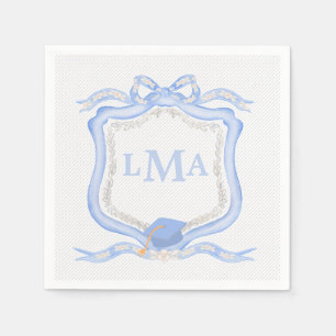 Preppy Wedgewood Monogram Graduation Napkin