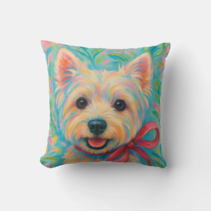 Preppy Westie Throw Pillow