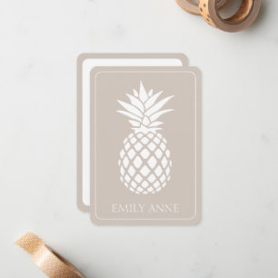 Preppy White Pineapple on Beige Card