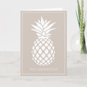 Preppy White Pineapple on Beige Note Card