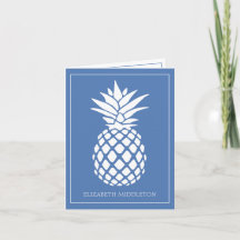 Preppy White Pineapple on Blue