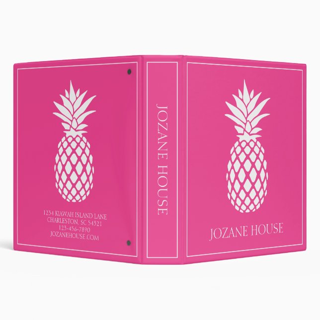 Preppy White Pineapple on Pink Binder (Background)
