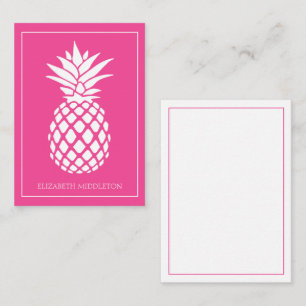 Preppy White Pineapple on Pink Card