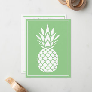 Preppy White Pineapple on Sage Green Card