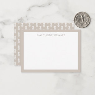 Preppy White Pineapples on Beige Card