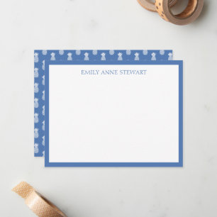 Preppy White Pineapples on Blue Card