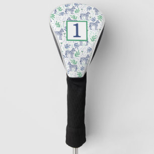 Preppy White Zebra Martini Custom Number Golf Head Cover