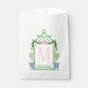 Preppy Wreath with Pink Gingham Bow Baby Shower Favour Bag