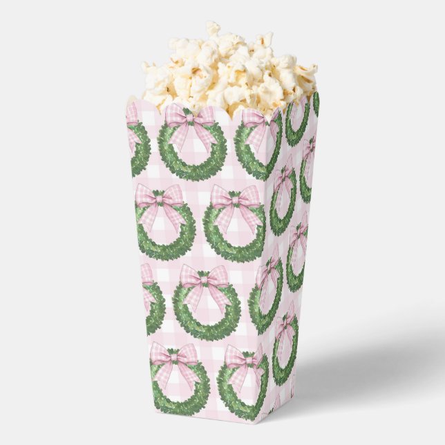 Preppy Wreath with Pink Gingham Bow  Favor Box (Popped)