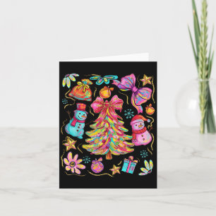 Preppy Xmas Coquette Bow Lace Merry Bright Christm Card