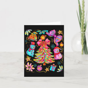 Preppy Xmas Coquette Bow Lace Merry Bright Christm Card