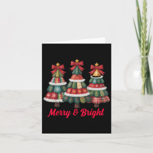Preppy Xmas Coquette Bow Lace Merry Bright Christm Card