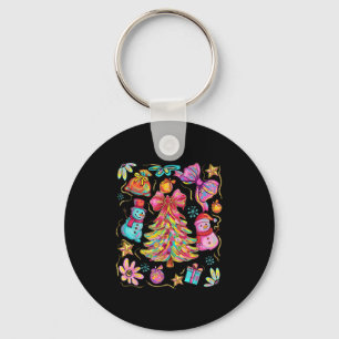 Preppy Xmas Coquette Bow Lace Merry Bright Christm Keychain