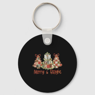 Preppy Xmas Coquette Bow Lace Merry Bright Christm Keychain