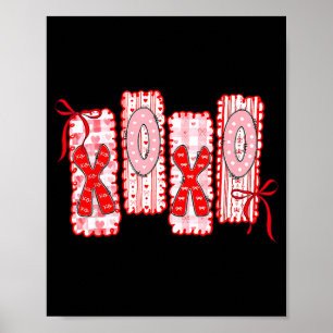 Preppy Xoxo Coquette Bow Hearts Valentine's Day Wo Poster